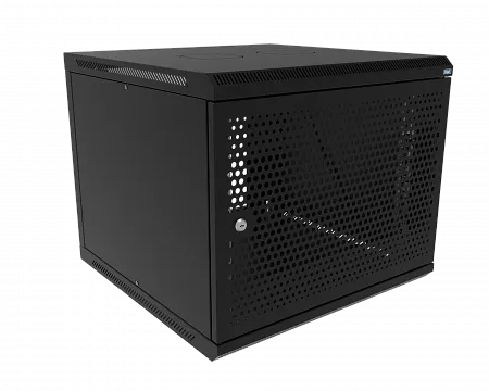 Шкаф телекоммуникационный настенный разборный МИКсистем 19" Basis 9U 600x600  дверь перфорация черный