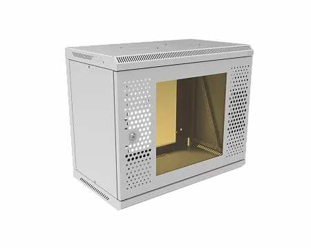 Шкаф телекоммуникационный настенный разборный МИКсистем 19" Basis 9U 600x350 дверь перфорация+стекло серый