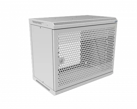 Шкаф телекоммуникационный настенный разборный МИКсистем 19" Basis 9U 600x350  дверь перфорация серый