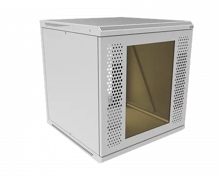 Шкаф телекоммуникационный настенный разборный МИКсистем 19" Basis 12U 600x600  дверь перфорация+стекло серый
